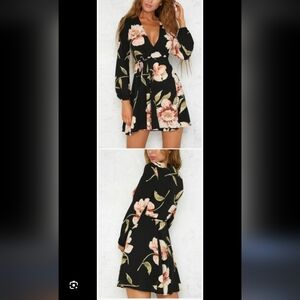 Hello Molly Black Floral Wrap Dress